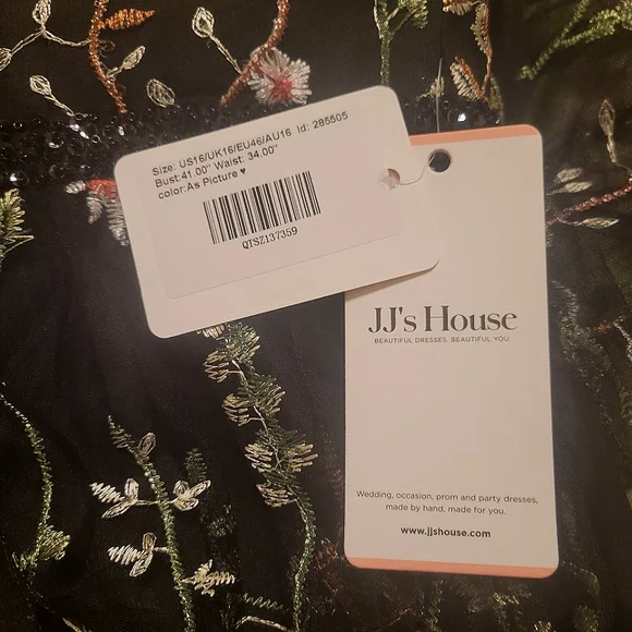 NWT JJs HOUSE Black Floral Lined Cocktail Dress Prom Wedding Party Handmade NEW - Picture 11 of 11